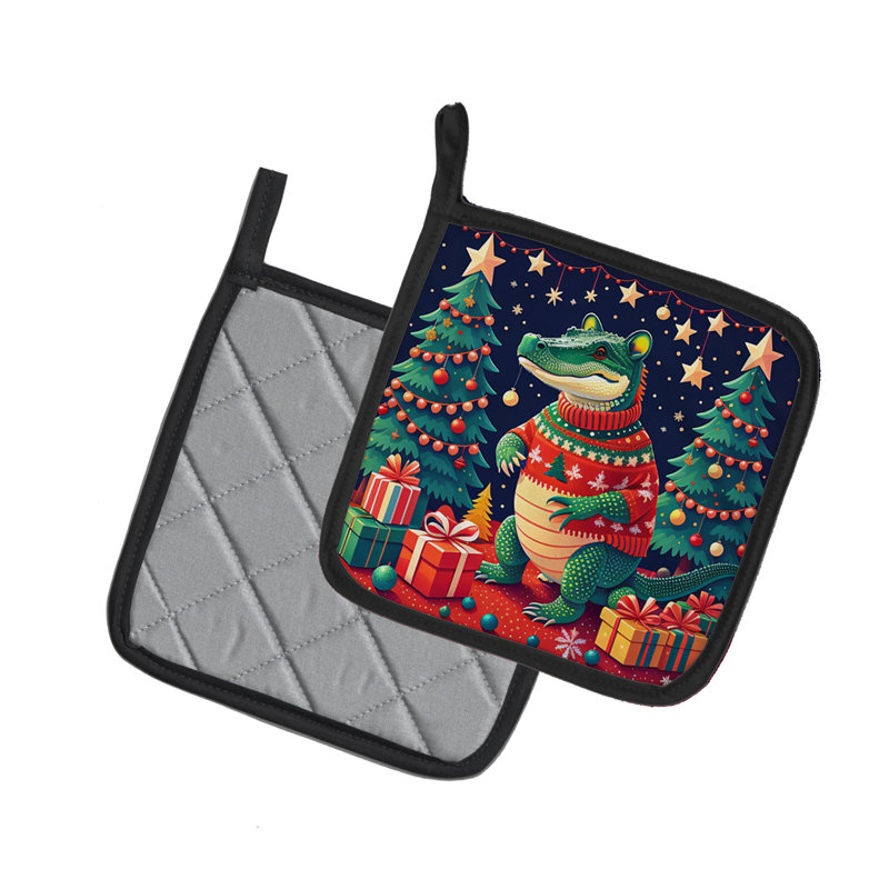 Paire de porte-casseroles Alligator Christmas