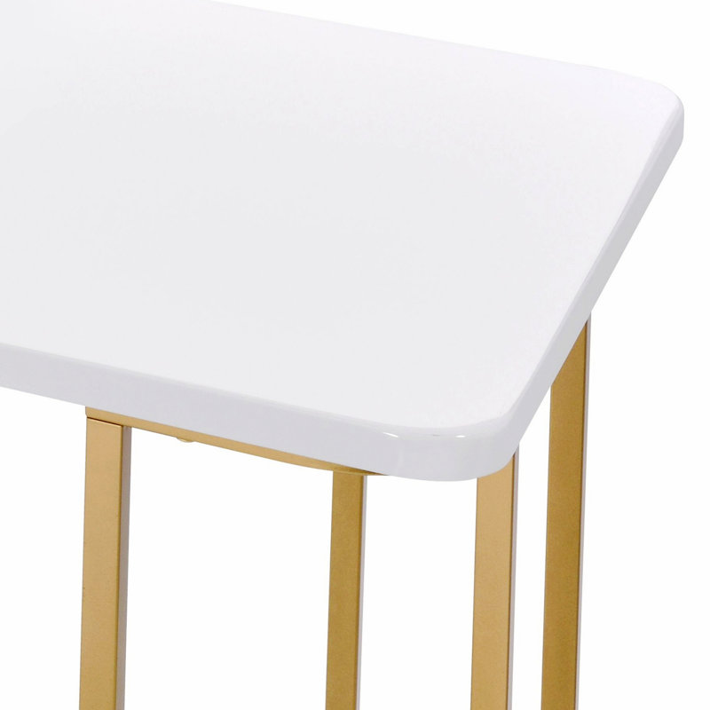 Bureau, bureau d'écriture avec base en métal, H 31,02 po x l 24,02 po x P 48,02 po, Blanc