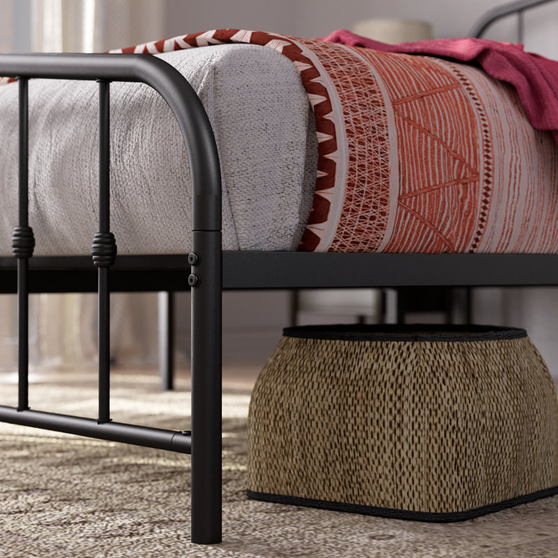 Baiel Metal Slat Bed, Black, Queen