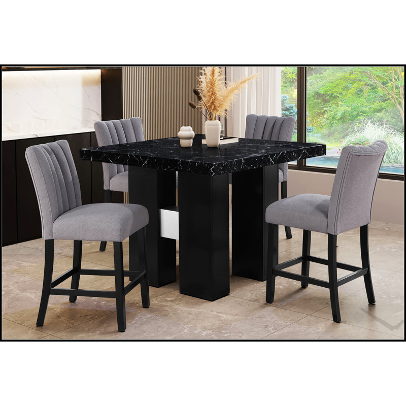 Table de bar noire MIKHA au design épuré et à la fabrication robuste pour les cuisines modernes et les espaces de divertissement