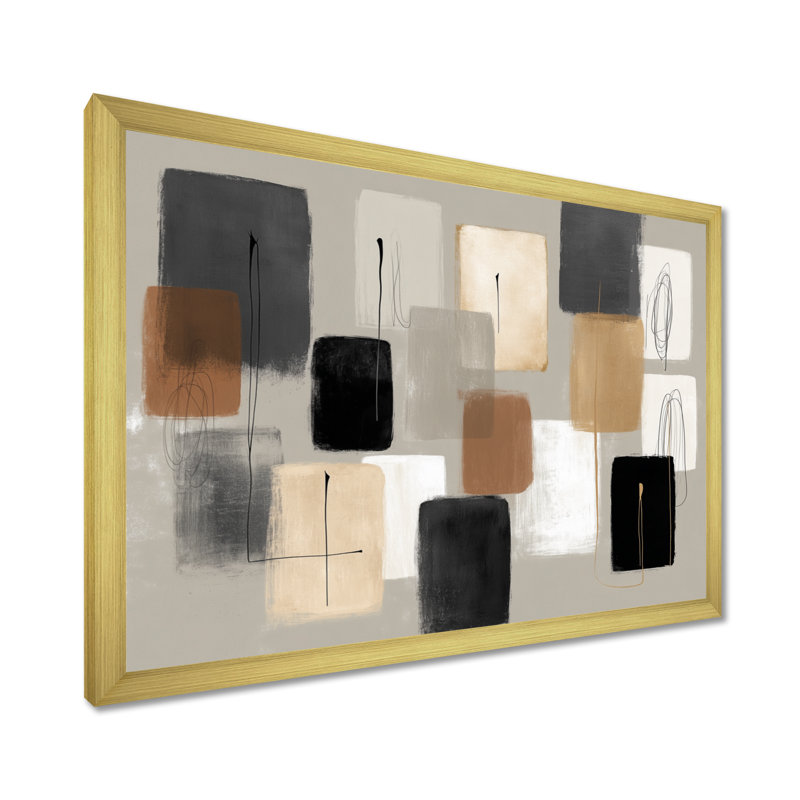 Formes noires avec mélange abstrait de minimalisme gris - impressions sur toile minimalisme, art mural gris minimaliste, Doré