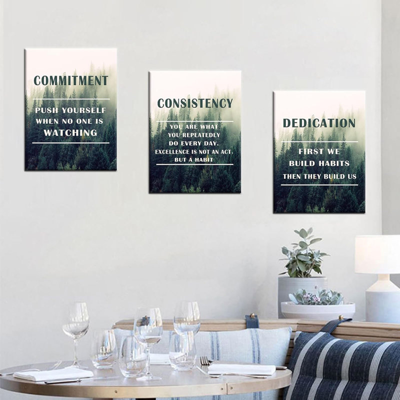 Inspiré sur toile, art mural, dévouement, consistance, engagement, citations, entrepreneur, peinture, affiche, décoration murale pour la maison
