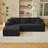 L-Shaped Cloud Sectional Sofa with Deep Seat,No Assembly Required,Modular Couches Sleeper for Living Room,Bedroom,Apartment,Black-738383770
