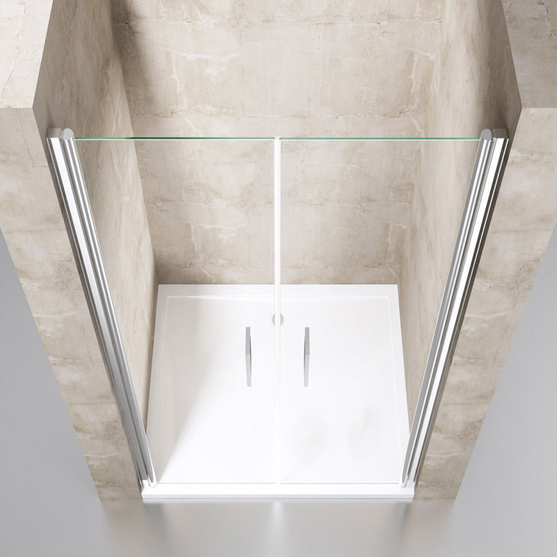  Frameless Pivot Hinge Double 1300 Shower Doors - Reversible Shower Enclosure Door - 6mm Thick Safety Glass, 110 Cm