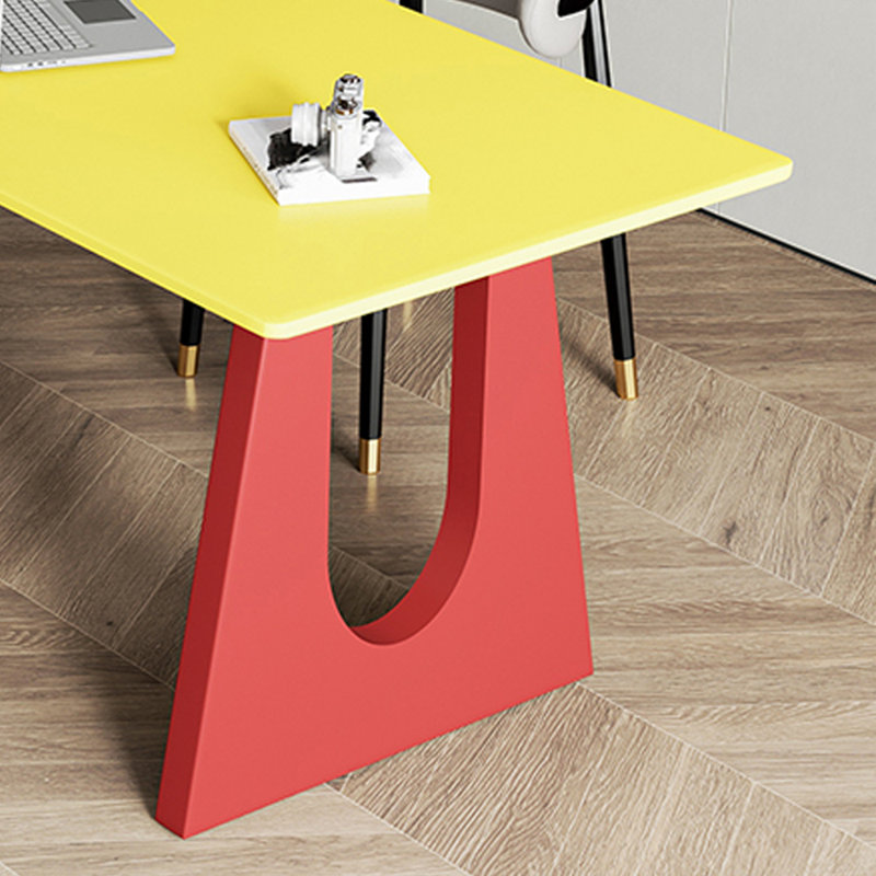 Bureau d'écriture rectangulaire unique et de couleur vive, Jaune, H 29,52 po x l 47,24 po x P 23,62 po