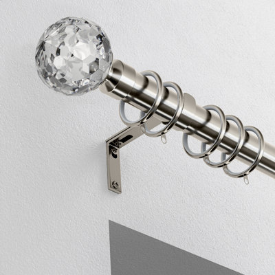 28mm Fixed Crystal Pole Set Satin Silver