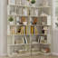 Ensemble de 2 bibliothèques combinées pour économiser de l'espace 55cm plus 80cm de longueur couleur chêne blanc et 4 autres couleurs pour l'option, 2 bibliothèques de groupe en forme de L x 1 + bibliothèque en forme de I x 1-129860155