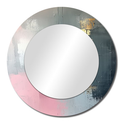 Geometric Gold Pink And Grey Pure Form IX - Modern Wall Mirror Art - Printed On Metal