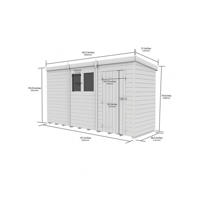 12x4 Pent Composite Shed