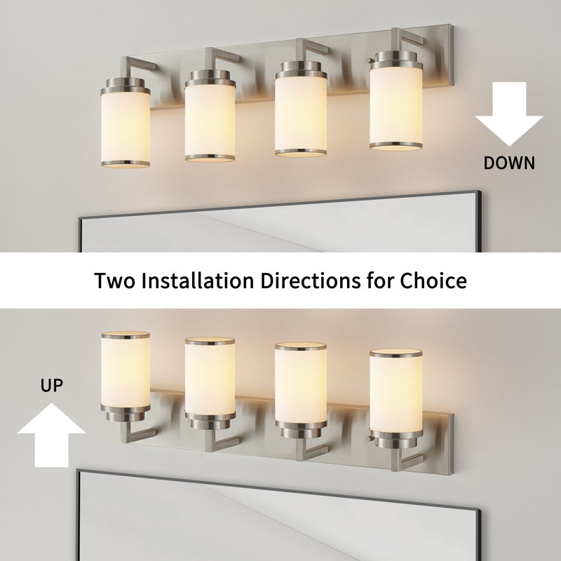 Dimmable Transitional Vanity Light, Brushed Nickel, 4 Lights
