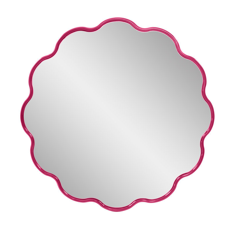 Anderson Scalloped Flower Wall Mirror, Hot Pink
