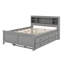 Lit plateforme double avec tête de lit, USB, lit gigogne simple et 3 tiroirs-923693529