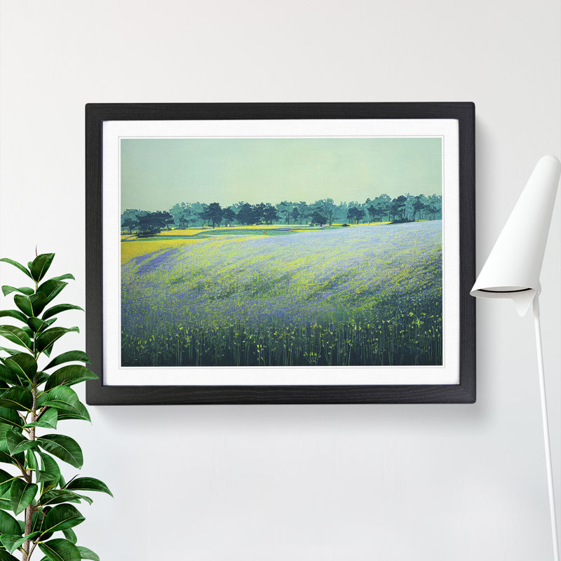 Thrilling Bluebell Field 1 Piece Single Picture Frame Wall Art, 25cm H x 34cm W x 2cm D, Black Framed