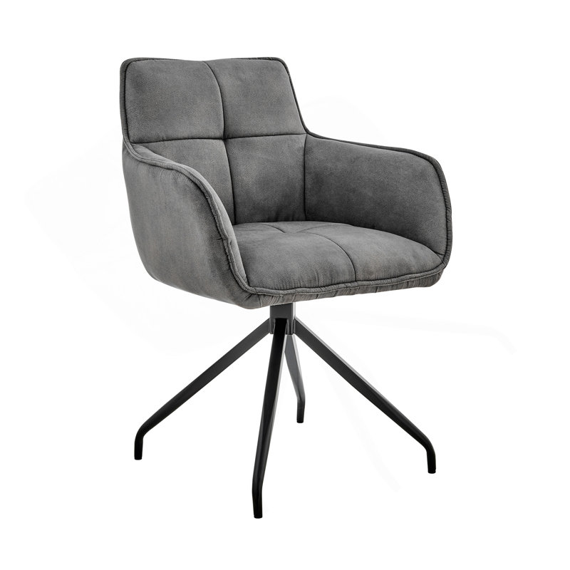 Chaise d'appoint Flannor en tissu gris anthracite et pieds en métal noir
