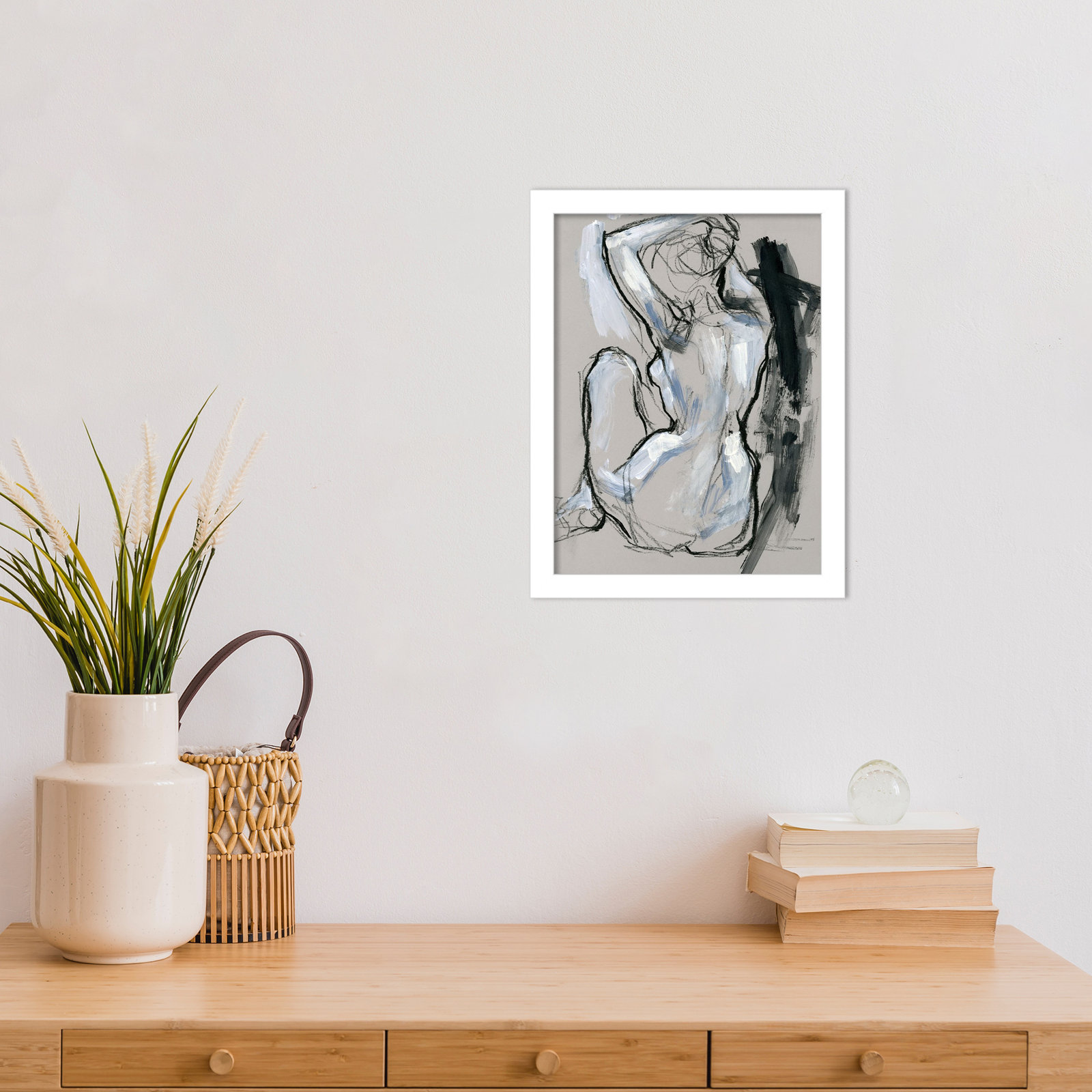 Onyx Gestures I Print, White, 13" H x 10" W