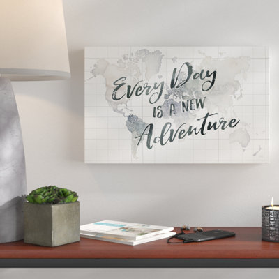« aquarelle wanderlust world adventure », art textuel sur toile tendue