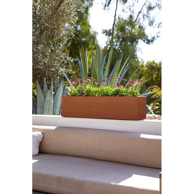 Rustic Corten Steel 36'' Rectangular Window Box Planter