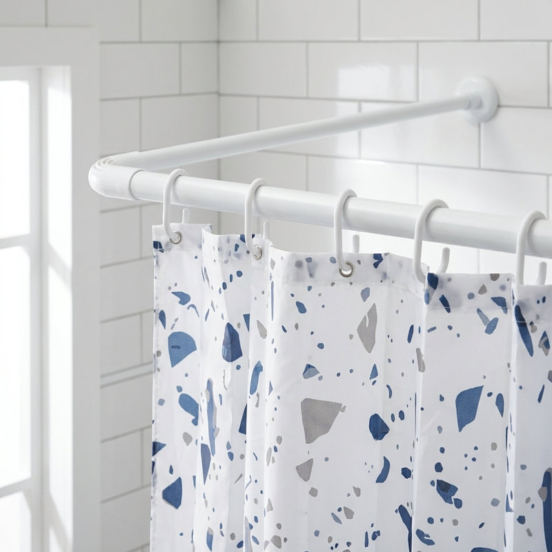 L-Shaped Telescopic Shower Curtain Rail, Adjustable 1400-2600mm, White
