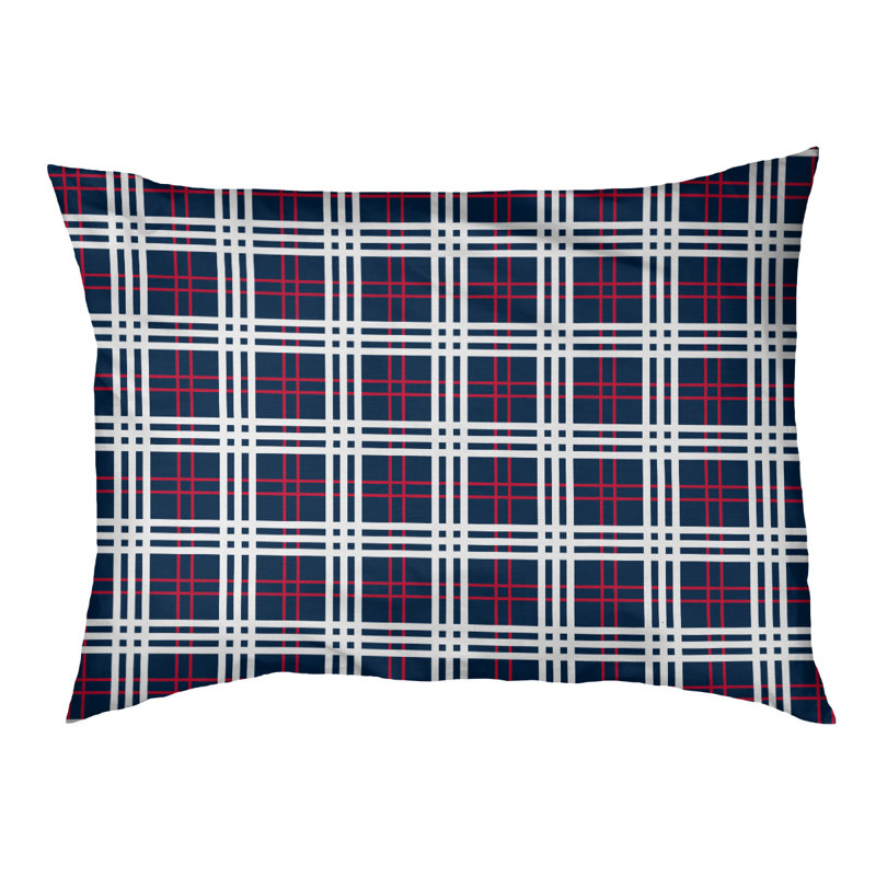 Coussin d’extérieur de luxe New England football, Petit (l 28 po x P 18 po x P 4 po), Bleu nautique / rouge / blanc