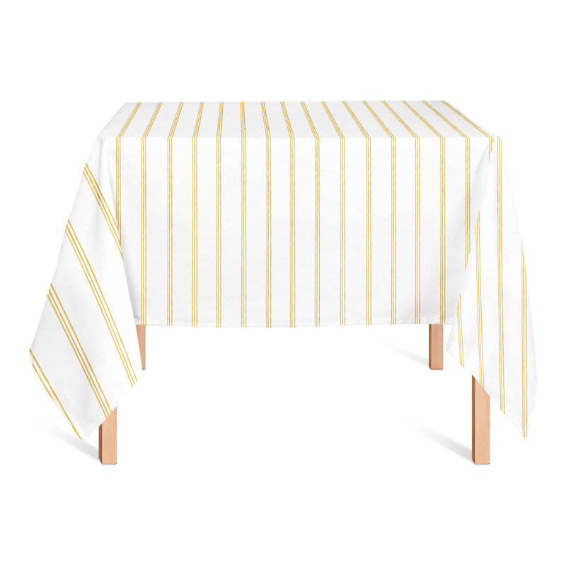 Striped Polyester Tablecloth, Yellow, 102" L x 58" W
