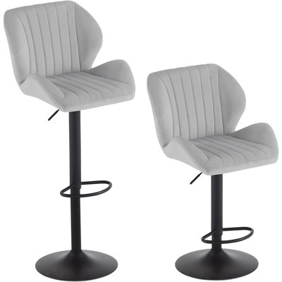 Oumar Swivel Upholstered Adjustable Height Counter Stool with Metal Frame