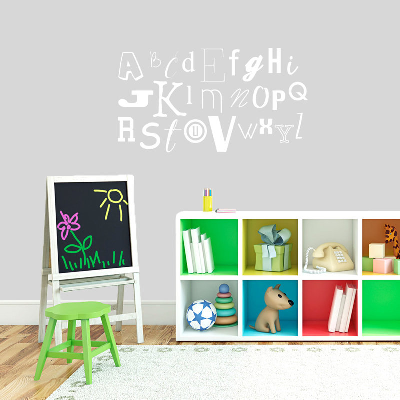 Text & Numbers Non-Wall Damaging Wall Decal, White