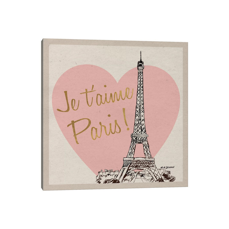Je T'Aime Paris! by Nicholas Biscardi - Wrapped Canvas Gallery-Wrapped Canvas Giclée, 93.98 cm H x 93.98 cm W x 1.91 cm D