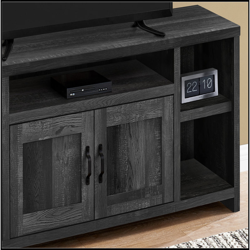 Meuble télé, console de 60 po, meuble multimédia, meuble de rangement, salon, chambre à coucher, stratifié noir, transitionnel