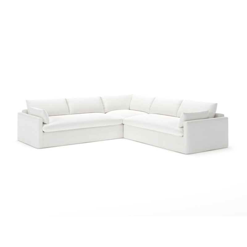 Luna 3-Piece Slipcovered Sectional, Drusky Moonglow Sustain® Basketweave