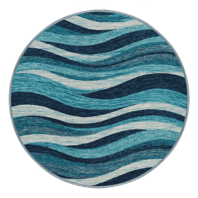 Tapis lavable hawaïen Ocean Waves, Rond 7 pi