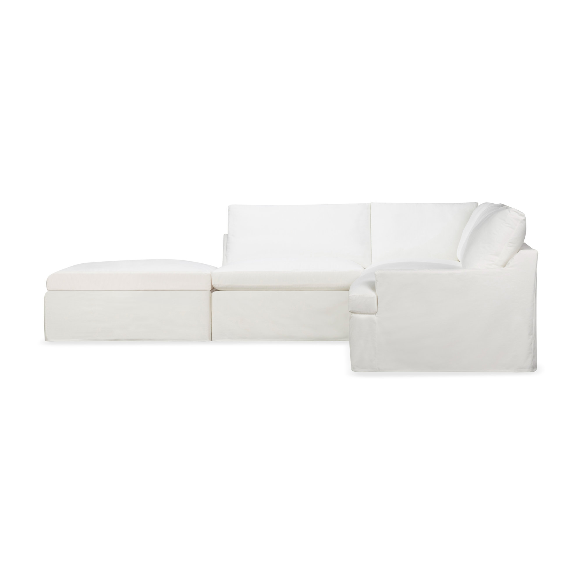 Wrenley 5-Piece Slipcovered Modular Sectional, Nomad Snow Crypton® Chenille, Left Hand Facing