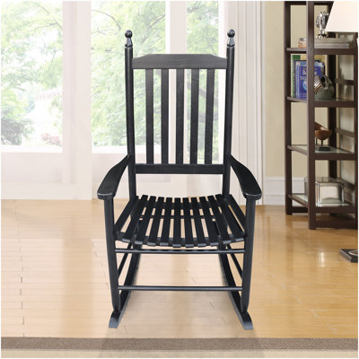 Chaise berçante en bois NOIR, sans passe-partout