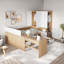 Lit plateforme en bois avec 6 tiroirs, tablettes, bureau et garde-robe-461605939