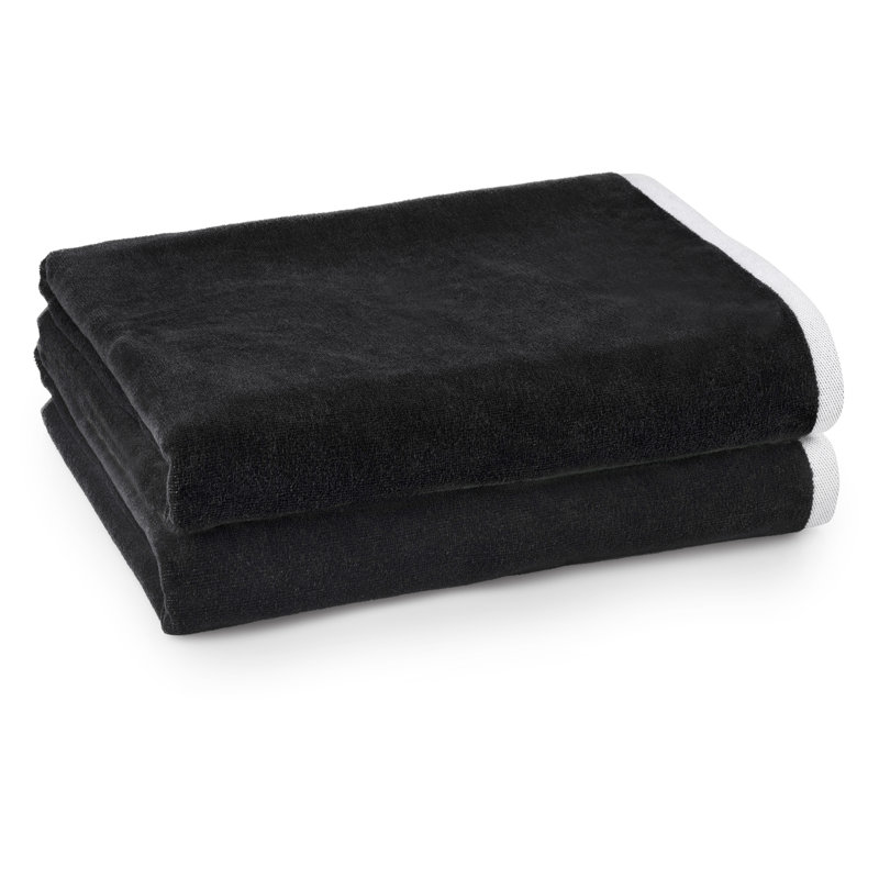 Ensemble de serviettes de plage en coton turc 2 pièces Aburio, Noir