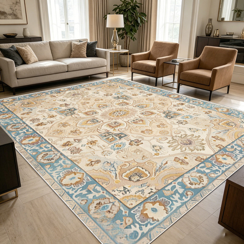 1PC Vintage Persian Floral Medallion area rugs for Living Room, Soft and Comfortable, Suitable for all seasons, easy-to-maintain, machine washable Indoor floor mat, Under Table Farmhouse suitable for dining room, bedroom, home office, entryway,