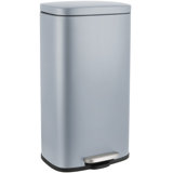 Step Trash Can, Stainless Steel Garbage Bin, Soft-Close Rubbish Bin with Removable Plastic Inner Bucket, Fingerprint-Proof, Lid Dustbin, Suit for Kitchen Home