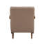 Fauteuil d'appoint contemporain en cuir brun avec accoudoirs et pieds en noyer-966716992