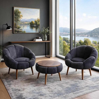 Ensemble de fauteuil à oreilles et table basse (3 pièces)