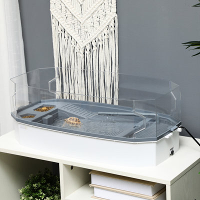 Ensemble de démarrage pour tortues avec zone de baignade et pompe à eau - L 24,5 po x l 12,59 po H 9 po H Reptile murs de 5 po de hauteur, plusieurs zones fonctionnelles pour les tortues