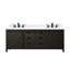Meuble-lavabo double blanc 84 po X P 22 po D, comptoir en quartz gris et robinet-117970814-117970817