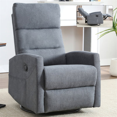 Manual Recliner Chair With Rocker And Swivel In Fabric For Living Room
