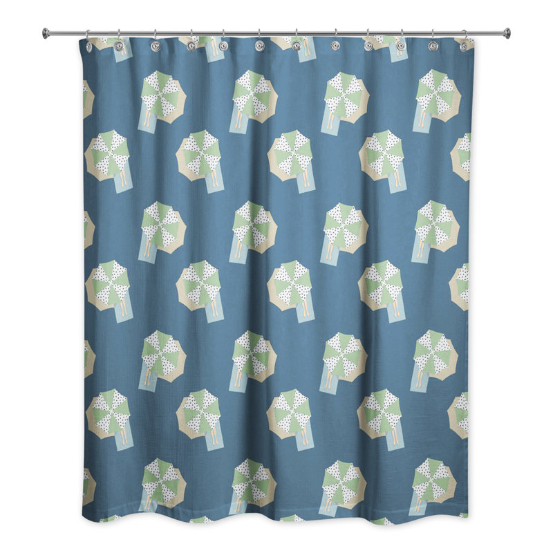 Ahona Abstract Shower Curtain, Navy Blue/Green