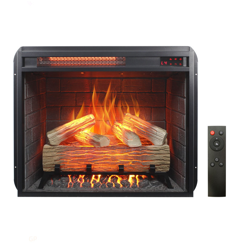 Foyer électrique encastrable 23 po, avec ensemble de bûches et flamme réaliste, télécommande avec minuterie, protection contre la surchauffe