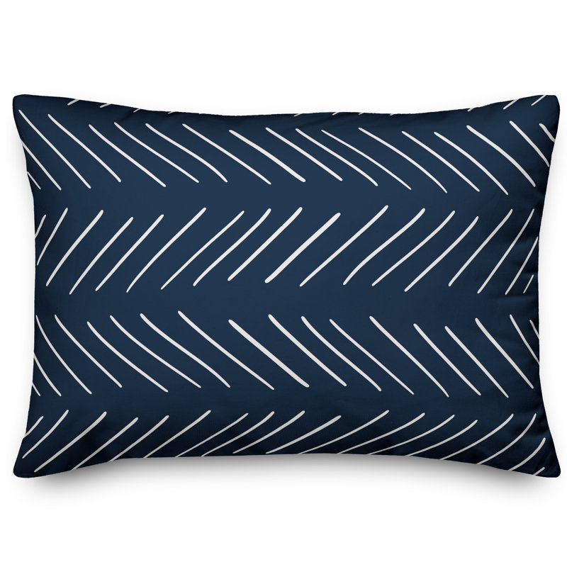 Baldridge Modern Rectangular Pillow Cover & Insert, White/Navy(solid)