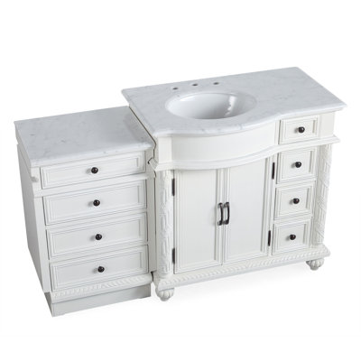 Okane 56 " W Freestanding Standard Free Standing 1 Single Vanity Bathroom Vanity With Carrara Marble Top