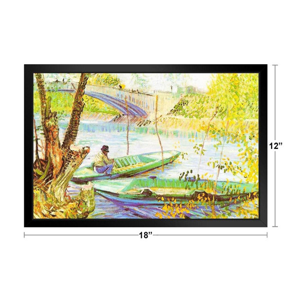 Vincent Van Gogh Fishing in Spring The Pont de Clichy Van Gogh Wall Art Impressionist Painting Style Nature Spring Flower Wall Decor Landscape Poster
