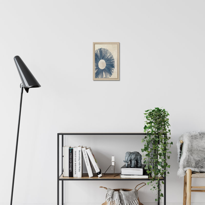 Blue Burst II 1 Piece Painting, 80cm H x 55cm W, Natural Wood Framed Paper Print