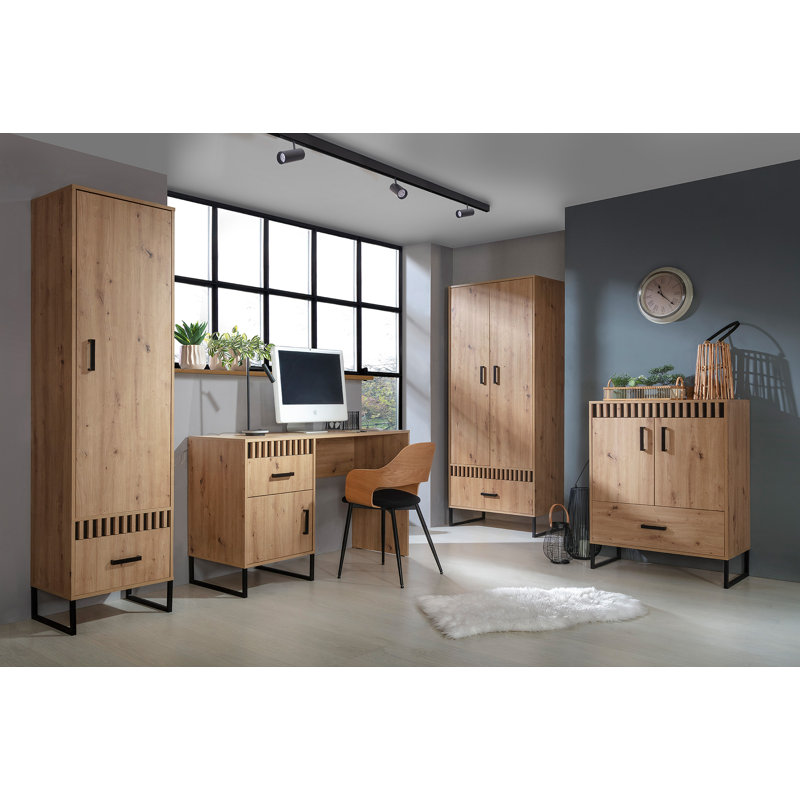 Nantes 2 Door Manufactured Wood Wardrobe, White High Gloss