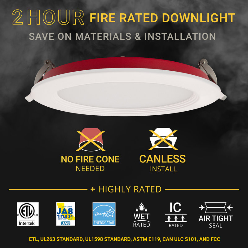 6-Inch Fire Rated Ultra-Thin Dimmable LED Recessed Light, 6-Pack