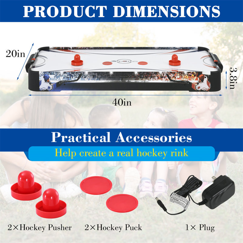 RayChee 40" Portable Tabletop Air Hockey Game with Red Pushers and Pucks